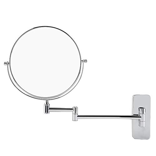 lyrlody Wall Mounted Mirror, 7.87inch 10x Magnification Foldable Bathroom Shaving Mirror 360 Degree Rotatable Double Side Round Vanity Swivel Mirror Cosmetic Makeup Mirror for Home Bathroom Sliver