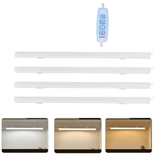 Image of GITGRNTH 4 PCS USB Powered Strip Under Cabinet Light,Adjustable 10 Level Brightness, 3 Color Mode Mode (3000K /4000K /6000k), Perfect for Kitchen Use & Shelf & Closet & Wardrobe (Pack of 4)