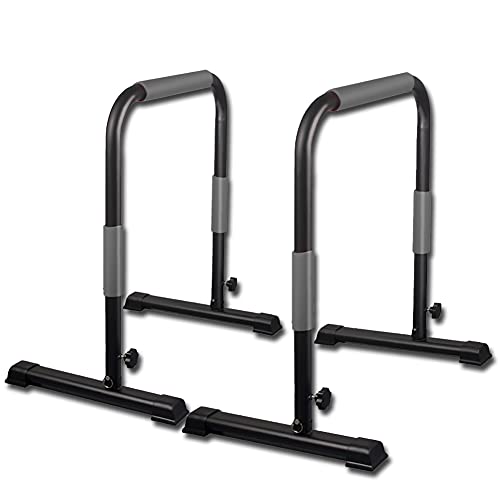 ディップススタンド 3段階 高さ調節可能 懸垂マシン 懸垂器具 懸垂運動 斜め懸垂 エクササイズ 腹筋 胸筋 腕 背中など 筋肉強化 筋力 自宅 人気 筋トレ 全身トレーニング可能 (グレー)