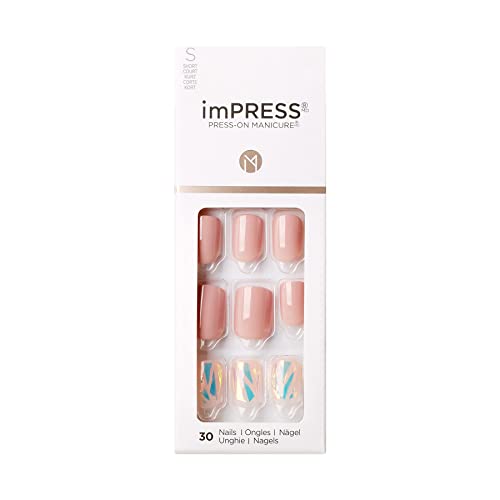 KISS imPRESS Press-On Manicure, Nail Kit, PureFit Technology, Short Press-On Nails, 'Miracle', Includes Prep Pad, Mini…
