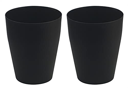 Image of Feisco Small Trash Can,Plastic Round Bathroom Wastebasket Garbage Can for Bathroom Bedroom Kitchen Office (Black, Pack of 2)