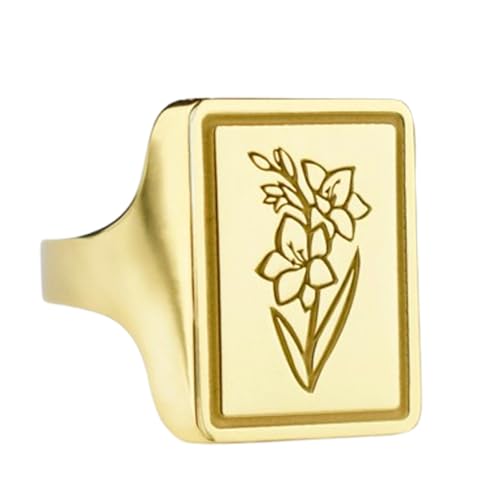Bague fleur de naissance en argent 925 et chevalière plaqué or jaune