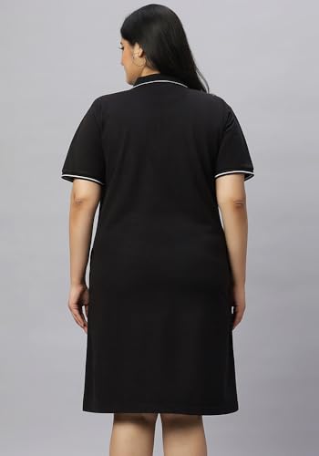Image of Wear Your Opinion Women's Plus Size Soft PQ Polo Collar Neck Tipped Tshirt Dress