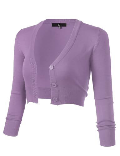 Image of Allsense Women's Cropped Bolero Shrug Cardigan | 3 /4 Sleeve, Button Down, Lightweight Knit Sweater