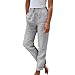 BTCOW Lightweight Pants Womens Fall Fashion Linen Pant Casual Straight Leg Drawstring Elastic High Waist Loose Lightweight Trousers with Pockets X-Large Gray