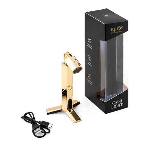 APRS Omni Light Gel-X UV LED Lamp Flash Curing Wand Handheld or Standing Cordless Nail Lamp for Gel Nails (Gold)