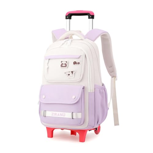 EKUIZAI Mochila escolar com rodinhas para meninas do ensino médio com rodinhas para meninas adolescentes, Roxa, 2 Wheel, Clássico
