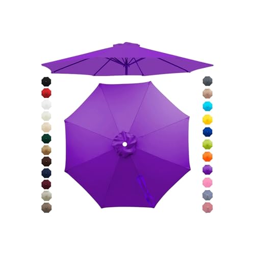 Chinimon Replacement Parasol Canopy 2m/2.5m/2.7m/3m/3.5m 6/8 Arms Garden Parasol Cover for Yard Beach (Purple 2m/6-Ribs)