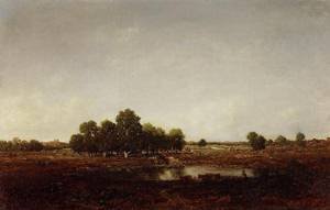 Peinture à l'huile Reproductions de Marsh Land Théodore Rousseau 30x36 pouces