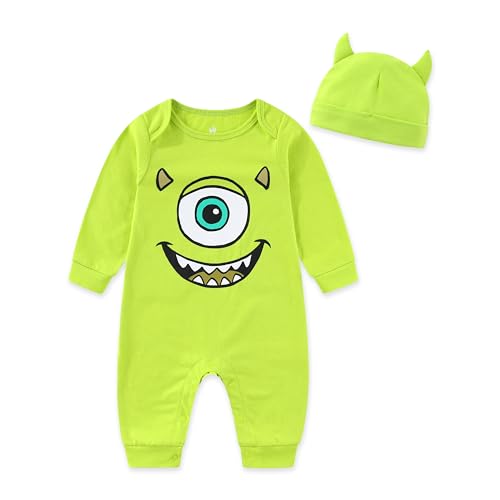 Disney Monsters Inc. Mike Wazowski Toy Story Woody 2 Piece Set Newborn and Baby, Green, Recién Nacido
