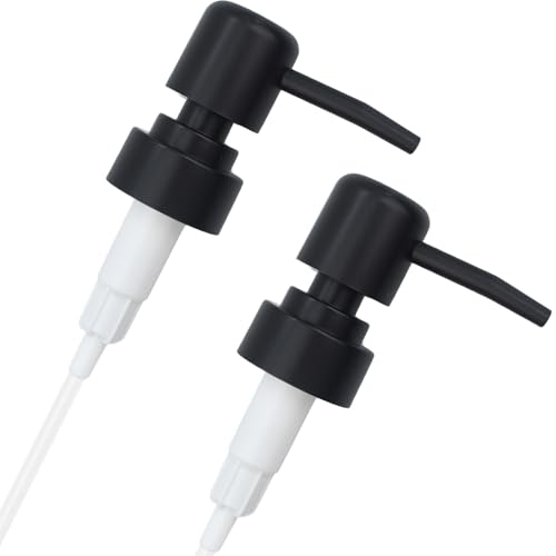 2 Stück Seifenspender Pumpkopf, Pumpe, Aufsatz, Ersatzpumpe für Flaschen - 28 mm Gewinde, ABS (Mattschwarz)
