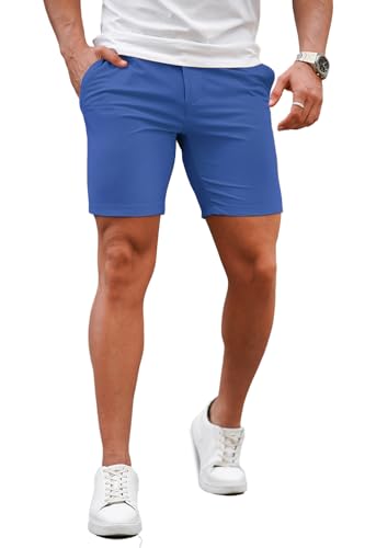 Image of GINGTTO Mens Slim Fit Shorts Plaid Chino Short Tapered Leg Skinny Stretch