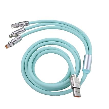 Image of Original 3 in 1 Unbreakable 6A(120W) Fast Charging 1.2m Type C Cable for Smartphones, Tablets, Laptops & Other Type C iOS Devices, 480Mbps Data Sync, Quick Charge 3.0 (Mint Green) (APR118)