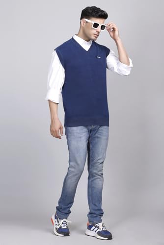 Image of V Neck Cotton Half Sweater for Man Winter Wear - Pullover Sweater for Men