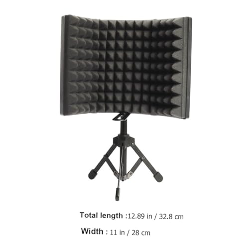 Pare-vent microphone 3 panneaux absorbant le bruit avec filtre acoustique et support de bureau