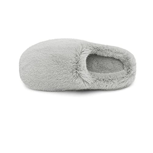DREAM PAIRS Women's Plush Fuzzy Slip on Indoor Outdoor Winter House Slippers,Size 9-10,Grey,GEROLDY