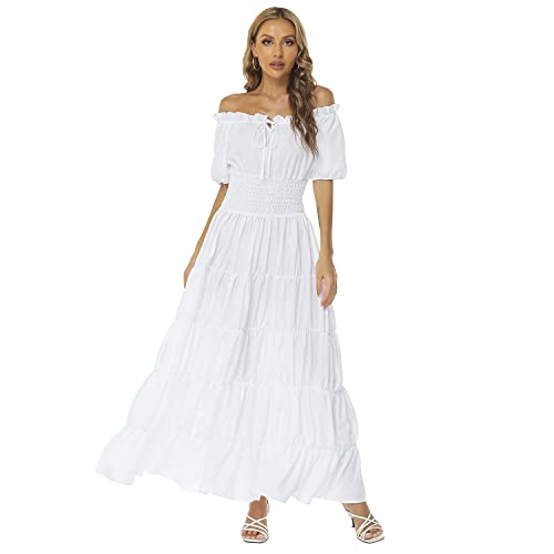 Abaowedding Renaissance Costume Women Medieval Chemise Dress Pirate Peasant Dress Peasant Tops Irish Under Dress (White XS) by ABaoWedding - Used condition - Image 2