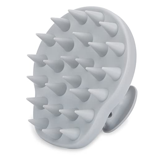 FREATECH Masajeador Cuero Cabelludo Cepillo Anticaspa (Una Pieza de Silicona Sólida), Cepillo Champu para Masaje de Cabeza y Crecimiento Cabello, Caber Perfectamente al Cuero Cabelludo y Palma, Gris Cover