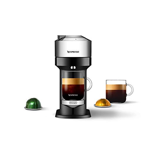 Nespresso Vertuo Next Deluxe Coffee and Espresso Machine NEW by De'Longhi, Pure Chrome, Single Serve Coffee & Espresso Maker, One Touch to Brew (Renewed)