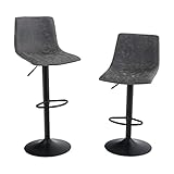 Drehbar & Höhenverstellbar Barhocker: Der Sitz ist 360° drehbar und mittels Gasdruckfeder stufenlos von 61.98 bis 83.82 cm höhenverstellbar. Durch den Hebel lässt sich der Barhocker ganz leicht in der Höhe von Bar- auf Theken-höhe verstellen und integrierte Fußablage sorgt für zusätzlichen Sitzkomfort.