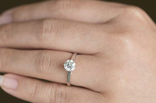 INDRI 10k Solid Gold 6 Prong Round Moissanite Solitaire Engagement Ring for Women 1ct DEW G-H Color VVS1 Quality3