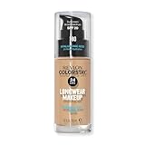 REVLON – ColorStay Makeup, Base de Maquillaje SPF 20 con Ácido Hialurónico, Sin Aceites, 24 h de Duración, Acabado Natural, Resistente al Agua, para Piel Normal y Seca, Tono 180, Sand Beige – 30 ml