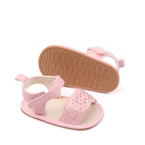 Image of HsdsBebe Baby Girls Sandals Bohemia Flower Bow Soft Sole Toddler First Walkers Beach Summer Shoes