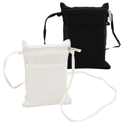 2 PCS Ultralight Phone Purses with Crossbody Strap, Nylon Cell Phone Purse, With Zipper, Adjustable Shoulder Strap, Can store cards, keys and other items, Can Be Used as a Gift (Off White + Black)