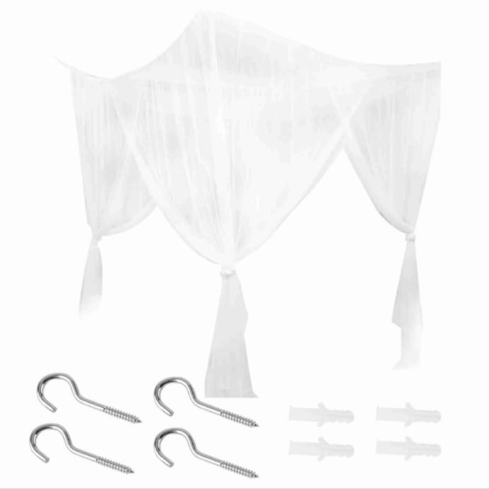 Fuerdich Mosquito Net, Mosquito Net for Bed,Portable Mosquito Netting, 4 Corner Post Curtain Bedspread Elegant Net Set for Adult Bedroom, Kids Rooms, Baby Bassinet, Garden, Camping (White)