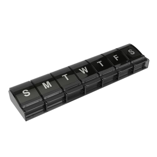 Image of Ezy Dose Weekly (7-Day) Pill Organizer, X-Large Medicine Planner, Black | Daily Vitamin & Supplement Case, Spacious Push-Button Compartments, Convenient & Easy to Use, Travel-Friendly, BPA-Free