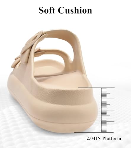 Image of Womens Platform Cloud Slides with Arch Support, Adjustable Double Buckle Recovery Sandals, Comfort Lightweight Ultra Cushion Wedge Sandal