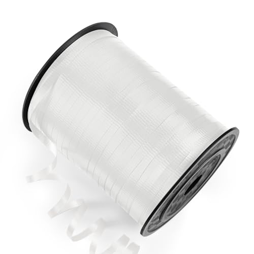Isaspire 600 Yards Curling Ribbon White 1/5 Wide Crimped White Curling Ribbons - Perfect for Gift Box Wrapping Florist Flowers Birthday Party Decorations Balloon String