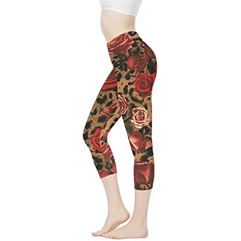 AFPANQZ Leggings Women's Workout Sports Legging XS-3X Butt Lift Pants Activewear Compression Fabric Gym Fitness, Leopard Rose, Medium Cover