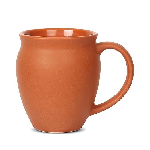 Image of QIMACPLUS Premium Ceremic Coffee Tea Cups Mugs Best Gift for Family Orange Colour (400 ML, Microwave Safe, Dishwasher Safe) (2)