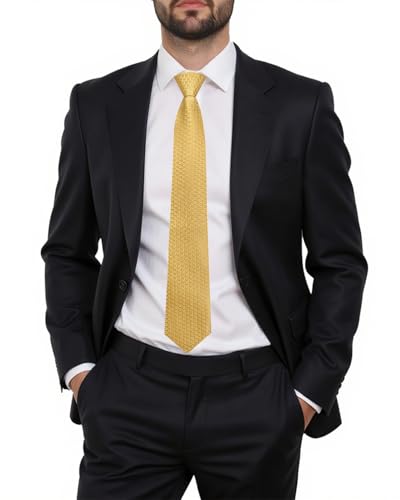 Image of Hi-Tie Zipper Ties for Men Pre-tied Tie Set Lapel Pin Pocket Square and Cufflinks Formal Business Wedding Adjustable Necktie