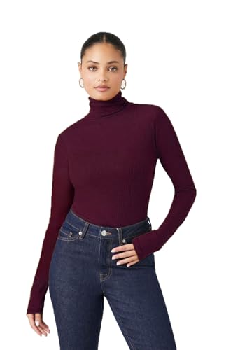 Image of Emmalise Womens Turtleneck Top Long Sleeves Fitted Ribbed Top