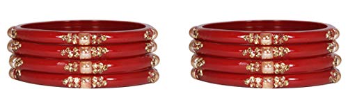 Glass with Zircon Gemstone & Beads Studded worked Glossy Finished Kada Set For Women and Girls | Set of 84