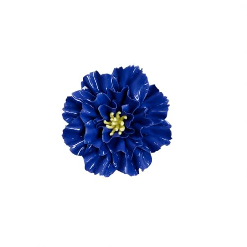 Image of Ceramic Flower Wall Art Decor, Artificial Flower Wall Sculpture,Handmade Ceramic Flowers for Home,Hallway,Living Room, Kitchen,Bathroom (Royal Blue,Carnation, 3.54 inch)