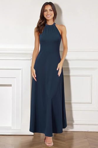Image of STYLEWORD Women's Summer Floral Halter Maxi Dress Vacation Semi Formal 2026