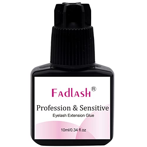 FADLASH Lash Extension Glue 10ml Extra Strong Lash Glue 1 Sec Drying Time 8 Weeks Retention Eyelash Extension Glue Black Lash Glue for Eyelash Extensions Black Adhesive Professional Use Only