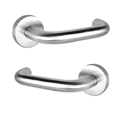 ARCO · Juego de manillas para puerta. Fabricado en Acero Inoxidable. Color plata Cover