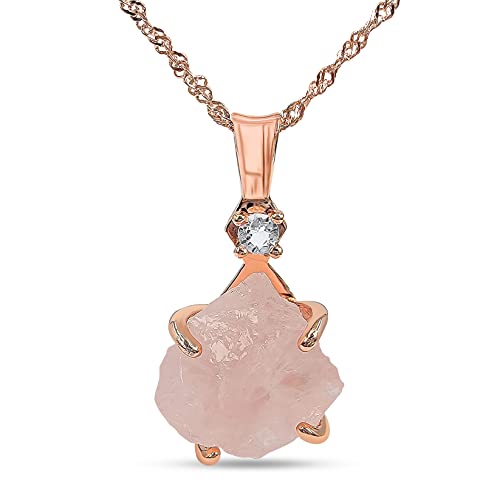 Raw Gemstone Crystal Pendant Chain and...