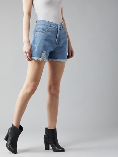 Image of Dolce Crudo Women's Regular High Rise Stretchable Denim Shorts