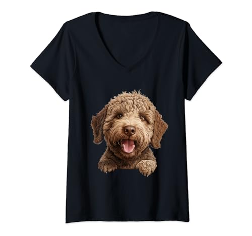 Cani di razza cucciolo Lagotto Romagnolo, che sbircia felice in vena di coccole e affetto. Per chi ama queste razze di cane, questo design è perfetto.