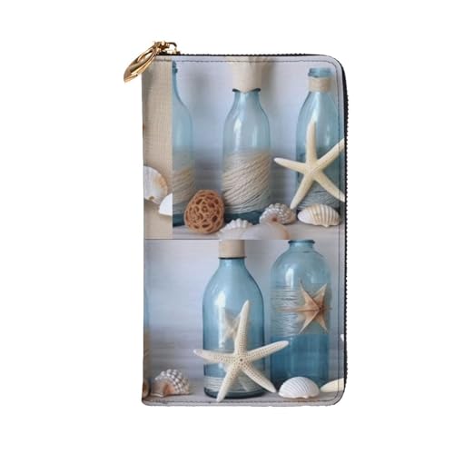 Bottle Seashell Printed Long Wallet for Women Men Cute PU Leather Wallet with Coin Purse and Credit Card Holder2