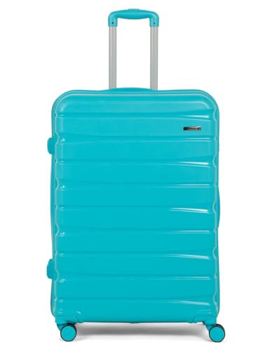 Image of Teakwood MA Trolley Bag, Hard with Zipper Closure, Adjustable Push Button & Cross Side Strap, Number Lock System 360 Degree (Large,Aqua Green)