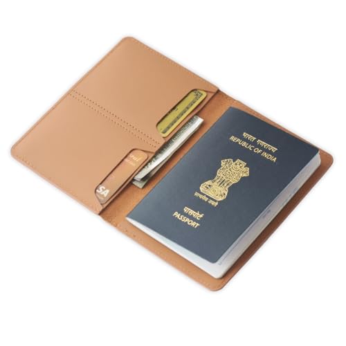 Image of Atoll Leather Passport Holder for Men & Women Genuine Leather Travel Wallets & Document Organizer | Premium & Durable Passport Cover with Sim Ejector & Sim Slots | Tan