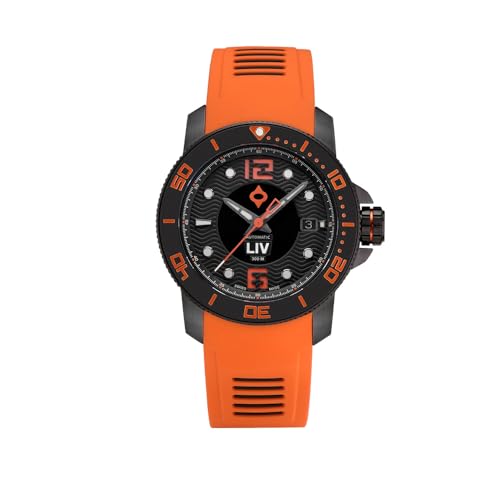 LIV GX-Diver's 41mm �X�C�X�I�[�g-1000�t�B�[�g�h�� -316L- �P�����Z���~�b�N�x�[�� - BGW9 Luminova - ���ɋ����T�t�@�C�A�N���X�^�� - �_�C�u�E�H�b�`, �I�����W�ɃV�O�l�`���[�I�����W, GX-Diver's