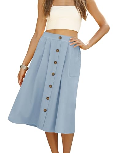 Naggoo Women's Summer Skirt Button Front Pleated High...