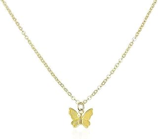 قلادة بدلاية على شكل فراشة مطلية بالذهب فيرميل الذهب عيار 18 قيراط طول السلسلة 45 سم للنساء
